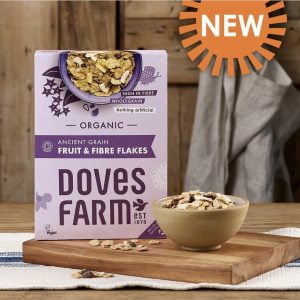For the best crunch, try our Wholegrain Fruit and Fibre Flakes. These Organic Ancient Grain Fruit & Fibre Flakes have raisins and coconut. Order!